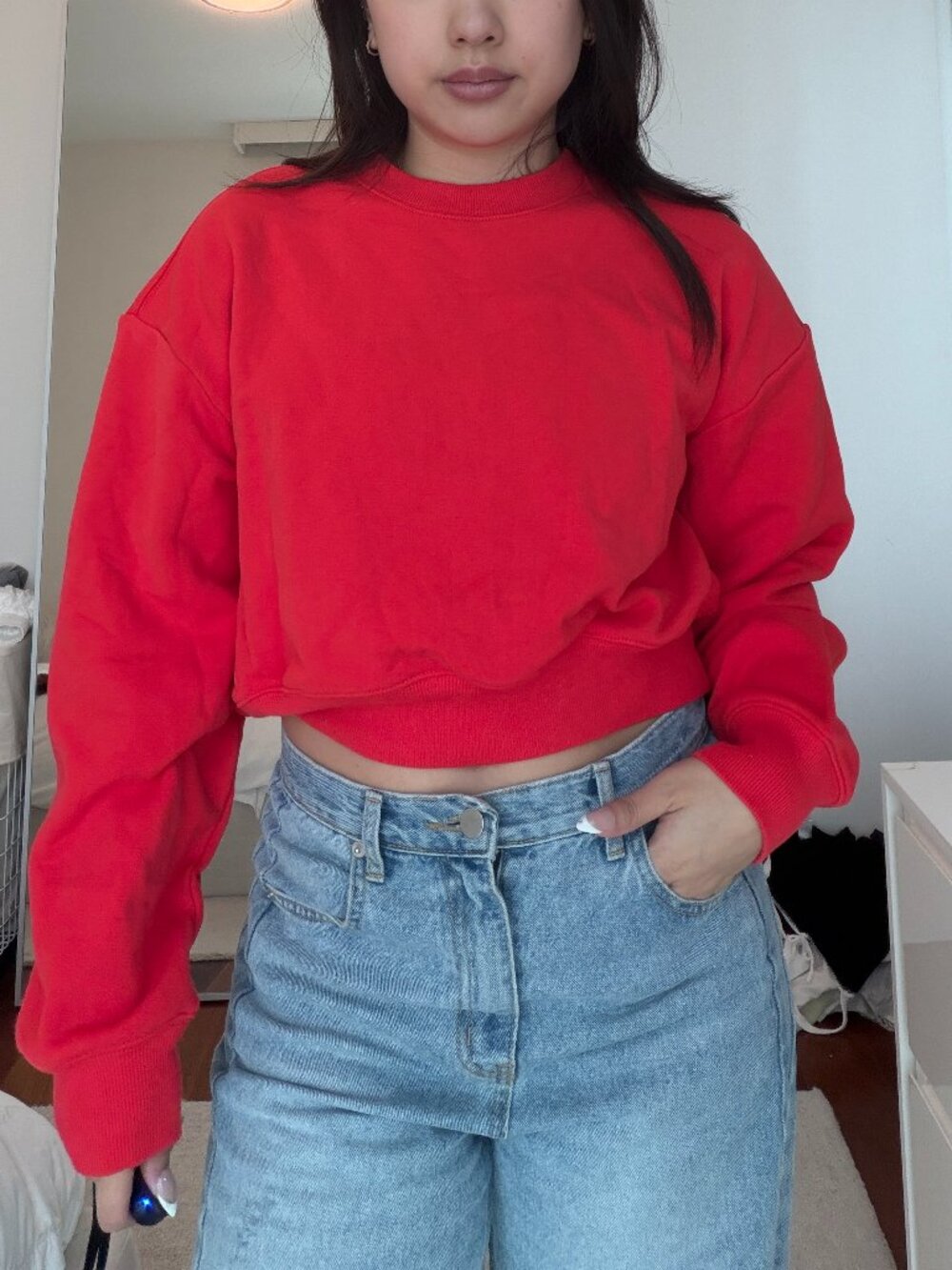 ATHLETA Cropped Red Sweatshirt